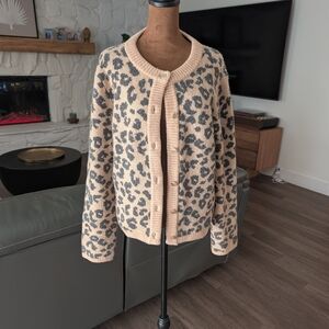Abercrombie & Fitch Cream and Black Leopard Cardigan